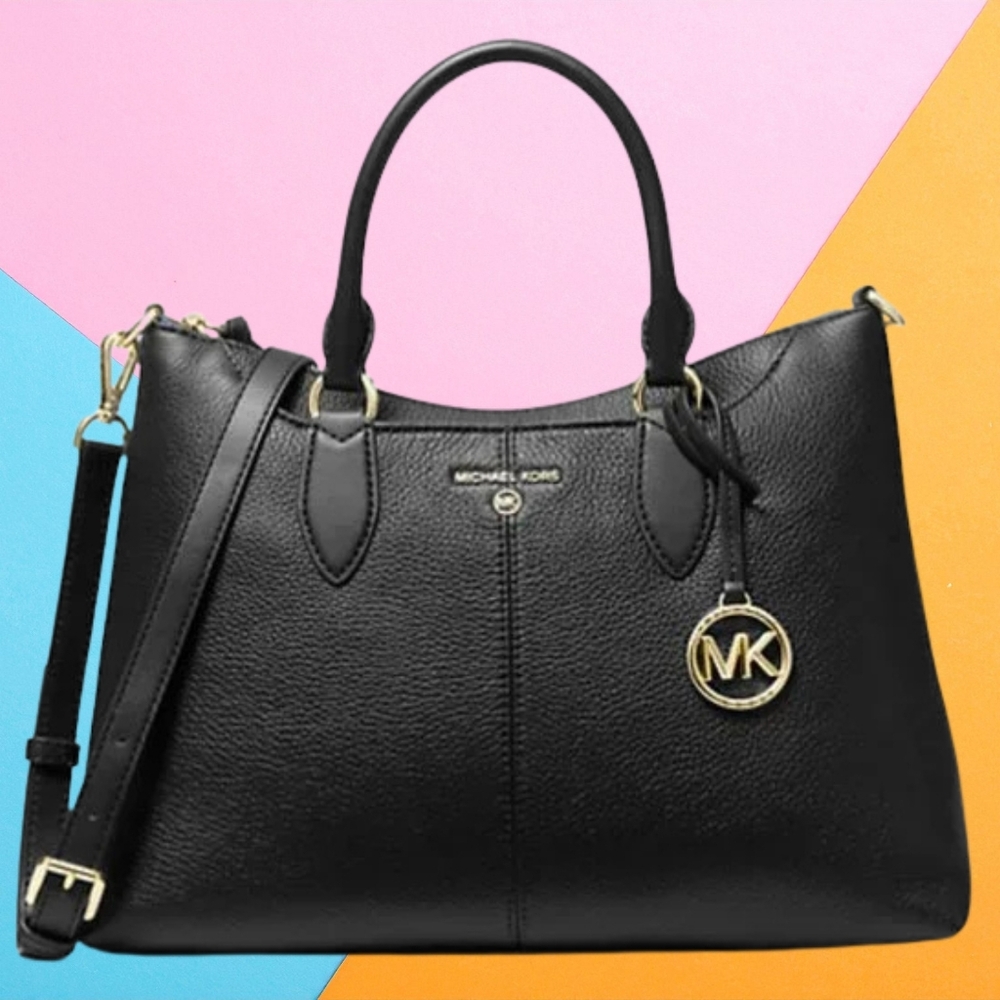 NEW MICHAEL Michael KorsWomen's Black Austen Pebbled-leather Shoulder Bag black